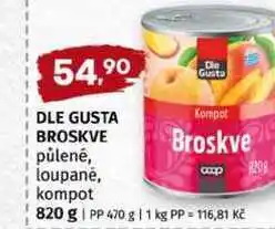 Terno DLE GUSTA BROSKVE půlené, loupané, kompot nabídka