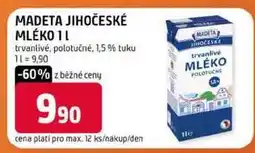 Terno MADETA JIHOČESKÉ MLÉKO 1l trvanlivé, polotučné, 1,5% tuku nabídka