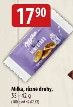 Bala Milka, různé druhy nabídka