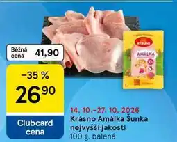 Tesco Krásno Amálka Šunka nejvyšší jakosti, 100 g, balená nabídka