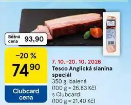 Tesco Tesco Anglická slanina speciál, 350 g, balená nabídka