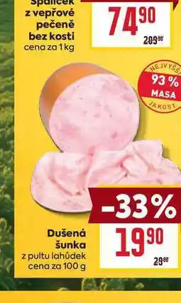 Billa Dušená šunka z pultu lahůdek cena za nabídka