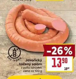 Billa Javořický točený salám z pultu lahůdek cena za nabídka