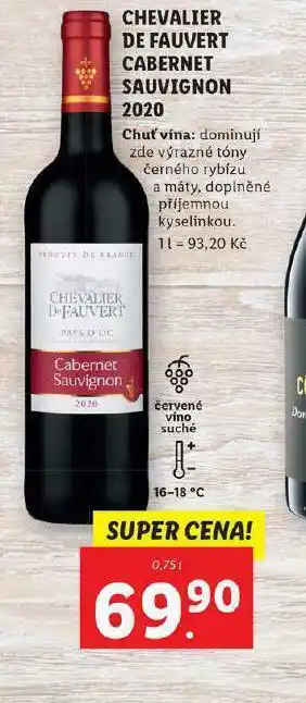 Lidl Chevalier de fauvert cabernet sauvignon 2020 nabídka
