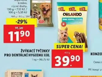 Lidl Orlando žvýkací tyčinky pro dentální hygienu xxl nabídka