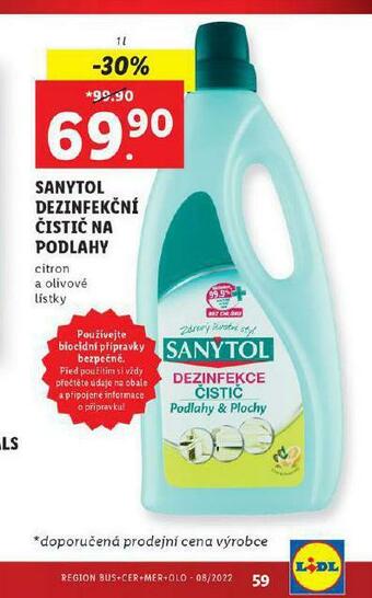 Lidl Sanytol dezinfekční čistič na podlahy nabídka