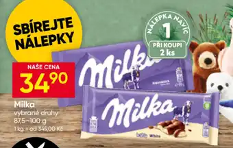 Milka vybrané druhy