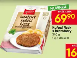 Hruška apetit smažený kuřecí řízek vařené brambory nabídka