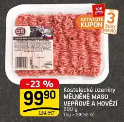 Flop Kostelecké uzeniny Mělněné maso vepřové a hovězí nabídka
