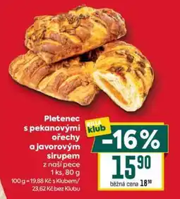 Billa PLETENEC S PEKANOVÝMI OŘECHY A JAVOROVÝM SIRUPEM nabídka