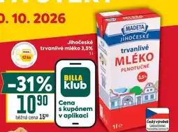Billa Jihočeské Trvanlivé mléko 3,5% nabídka