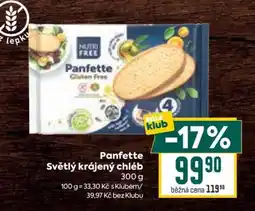 Billa Panfette světlý krájený chléb nabídka