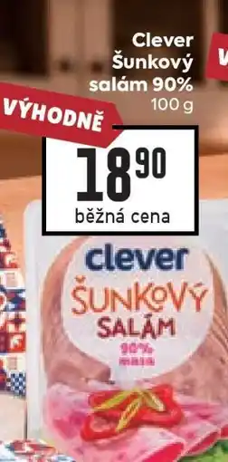 Billa Clever Šunkový salám 90% nabídka