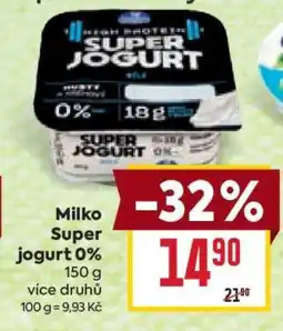 Billa Milko Super jogurt 0% nabídka