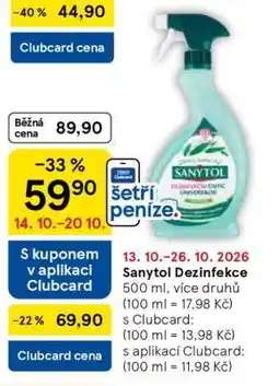 Tesco Sanytol dezinfekce nabídka