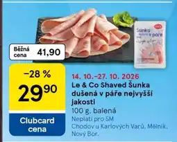Tesco Le & Co Shaved Šunka dušená v páře nejvyšší jakosti nabídka