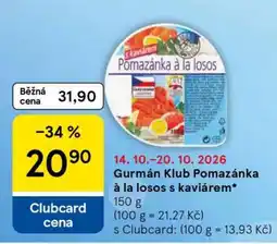 Tesco Gurmán Klub Pomazánka à la losos s kaviárem nabídka