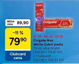 Tesco Colgate Max White zubní pasta nabídka