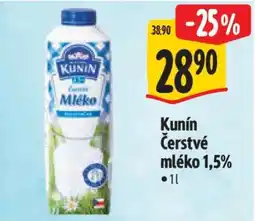 Albert Kunín Čerstvé mléko 1,5% nabídka