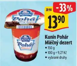 Albert Kunín Pohár mléčný dezert nabídka