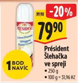 Albert Président šlehačka ve spreji nabídka