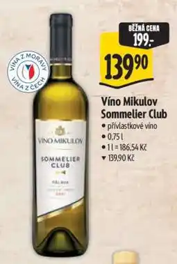 Albert Víno Mikulov Sommelier Club nabídka