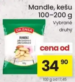 Kubík potraviny Dr. Ensa Mandle, kešu nabídka