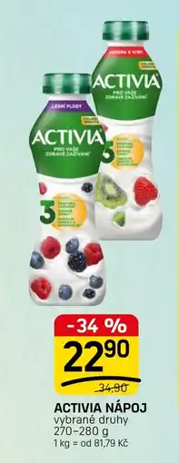 Flop Activia nápoj nabídka