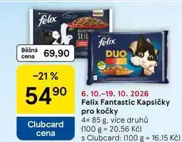 Tesco Felix Fantastic Kapsičky pro kočky, 4× 85 g, více druhů nabídka