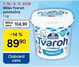 Tesco Milko Tvaroh z Poděbrad polotučný nabídka