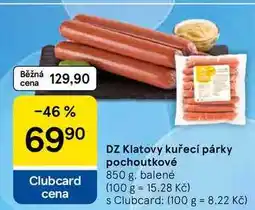 Tesco DZ Klatovy kuřecí párky pochoutkové, 850 g, balené nabídka