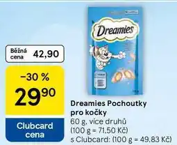 Tesco Dreamies Pochoutky pro kočky, 60 g, více druhů nabídka