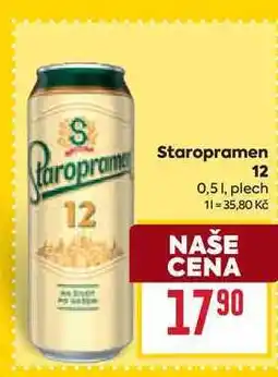 Billa Staropramen 12 0,51, plech nabídka