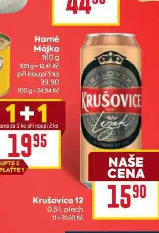 Billa Krušovice 12 0,51, plech nabídka