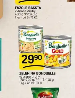 Flop ZELENINA BONDUELLE vybrané druhy 170-200 g/PP 115-140 g nabídka