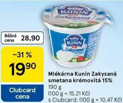 Tesco Mlékárna Kunín Zakysaná smetana krémovitá 15% nabídka