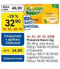Tesco Pickwick Ranní čaj, 35-40 g, více druhů nabídka
