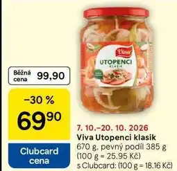 Tesco Viva Utopenci klasik, 670 g. pevný podíl 385 g nabídka