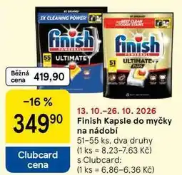 Tesco Finish Kapsle do myčky na nádobí, 51-55 ks, dva druhy nabídka