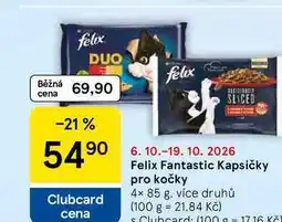 Tesco Felix Fantastic Kapsičky pro kočky, 4x 85 g, více druhů nabídka