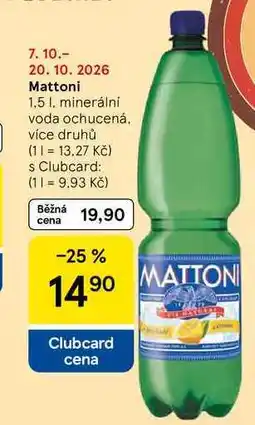 Tesco Mattoni, 1,5 l, minerální voda ochucená nabídka