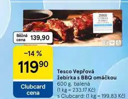 Tesco Tesco Vepřová žebírka s BBQ omáčkou, 600 g, balená nabídka
