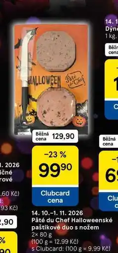 Tesco Pâté du Chef Halloweenské paštikové duo s nožem, 2× nabídka