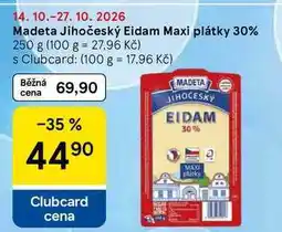 Tesco Madeta Jihočeský Eidam Maxi plátky 30% nabídka
