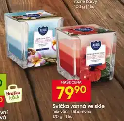 Hruška Svíčka vonná ve skle mix vůní tříbarevná nabídka