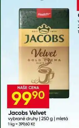 Hruška Jacobs Velvet vybrané druhy 250 g mletá nabídka