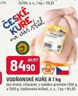 Trefa VODŇANSKÉ KUŘE A 1 kg bez drobů, chlazené, v nabídce gramáže 1300 g a 1500 g nabídka