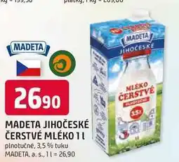 Trefa MADETA JIHOČESKÉ ČERSTVÉ MLÉKO 1l plnotučné, 3,5 % tuku nabídka