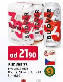 Trefa BUDVAR 33 pivo světlý ležák nabídka
