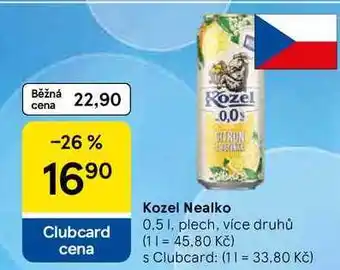 Tesco Kozel Nealko, 0.5 l, plech, více druhů nabídka